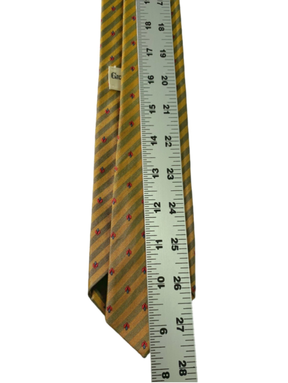 Giorgio Armani Men's Silk Tie Made in Italy Gold Stripe Old Money Preppy - Picture 2 of 3